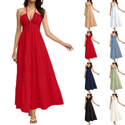 Vestido Resort Feminino Decote V Caimento Solto Sem Costas