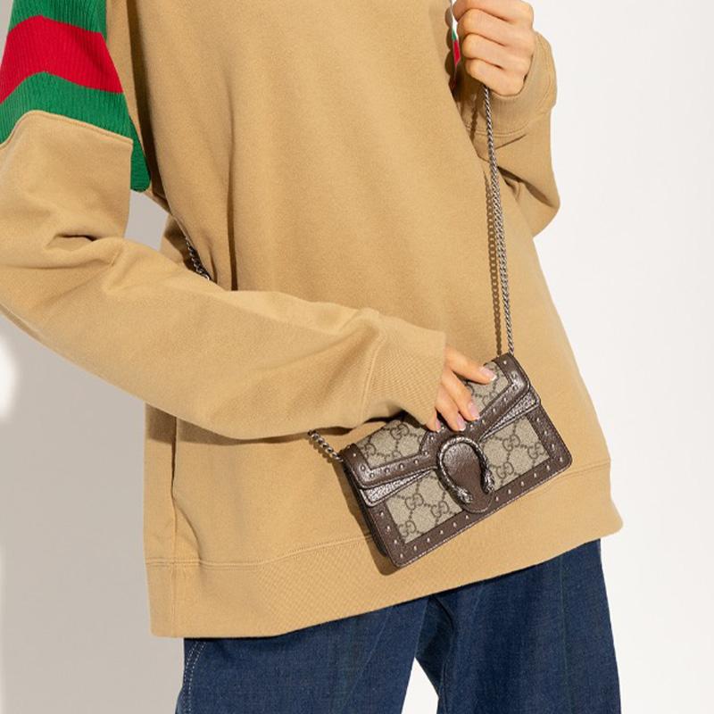 Gucci Dionysus Chain Wallet GG Supreme Studded 476432-UAABB-8367