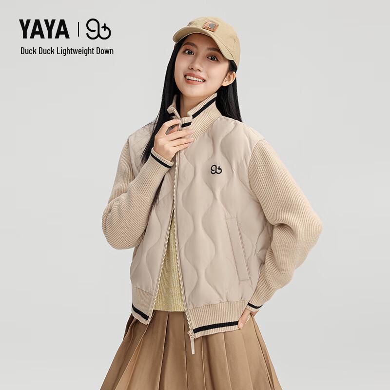 Yaya Women's Color-Block Lightweight Stand-Up Collar Down Jacket