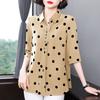 Women's Summer Clothing, Plus Size, Medium Sleeves, Polka Dot Chiffon Shirt, Loose-fitting Casual Top for Middle-aged Mothers