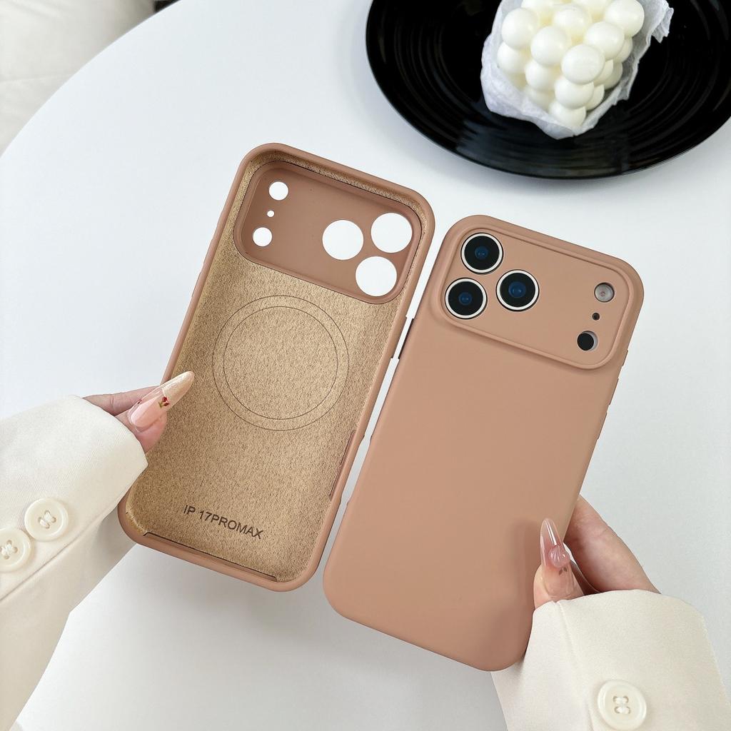 Original Liquid Silicone For Magsafe Magnetic Charge Phone Case For iPhone 17 Air 16 15 14 Plus 13 12 Pro Max Orange Color Cover