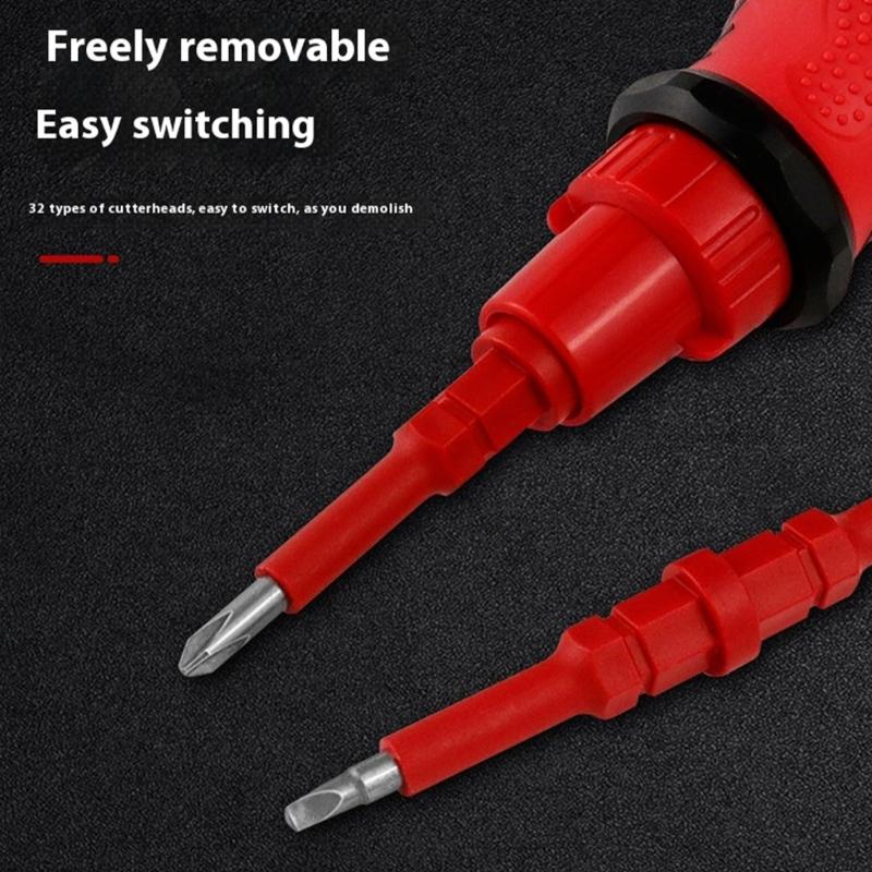 Professional 34pc Magnetic Screwdriver Kit Interchangeable Double Heads 3 Way Ratchet System Ergonomic Nonslip Handle