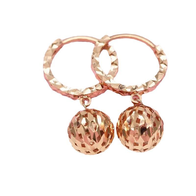 Exquisite Purple Gold Color Gold Hollow Ball Earrings Simple Korean Version Versatile Fashion Personalized Wind Plated Rose Gold Earrings