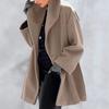 Women's Wool Blend Trench Coat Hooded Single-Breasted Pea Coat Fall Winter Thick Warm Jacket Casual Mid-Long Overcoat