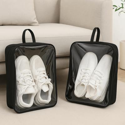 2Pcs Oxford Cloth Shoe Storage Bag Waterproof Transparent Shoe Carrier Bags Breathable Dustproof Shoe Organizer Sneakers