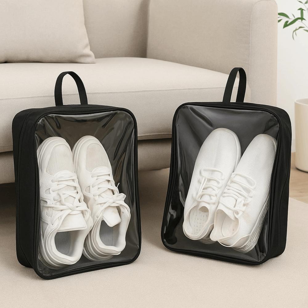 2Pcs Oxford Cloth Shoe Storage Bag Waterproof Transparent Shoe Carrier Bags Breathable Dustproof Shoe Organizer Sneakers