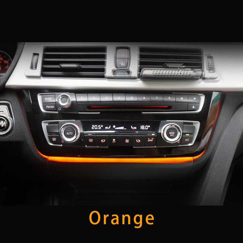 Car Radio Trim LED Dashboard Center Console AC Panel Light Blue Orange Atmosphere Light For BMW F30 F31 F32 F34 F36 3/4 Series
