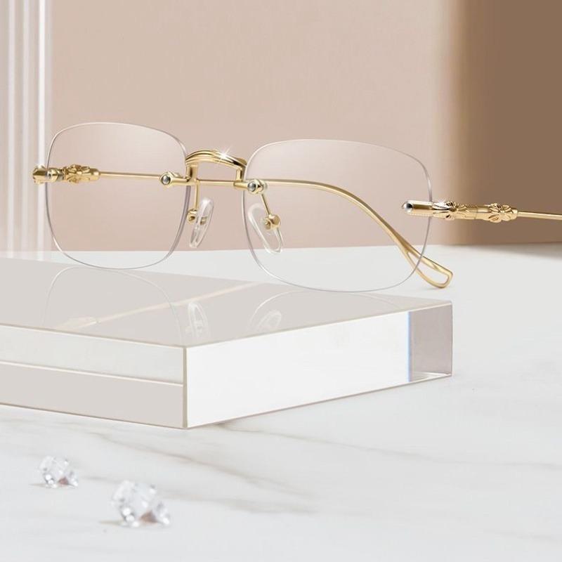 2pcs Fashionable and elegant frameless metal glasses - lightweight and durable metal material for daily business use