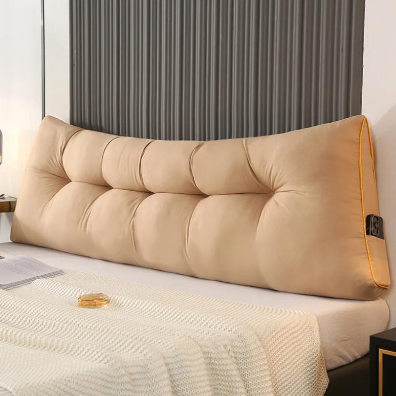 Comfortable Brushed Triangular Backrest Pillow Fluffy and Warm Feather Cotton Bed Cushion Classic Solid Color Tatami Backrest