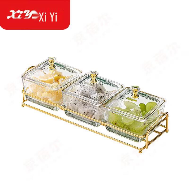 European Style Glass Divided Serving Dish with Lid