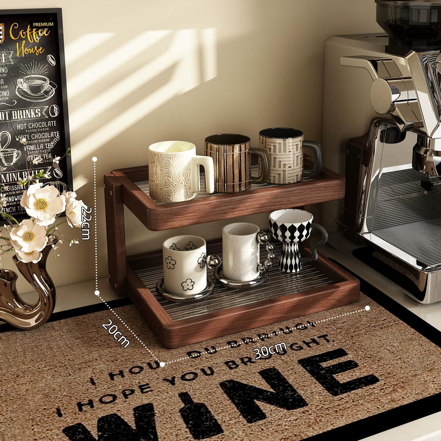 Drinkware Holder wood Display Shelf Modern Minimalist Organizer for Home Decor brown 2-30CM