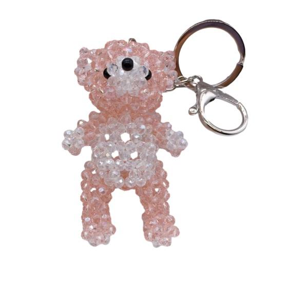 Keychain Pendant, Cartoon Bear Handcrafted Metal Keychain with Glossy Realistic Surface, DIY Animal Beading Kit for Backpack or Handbag