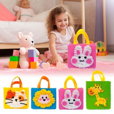 Creative Animals DIY Felt Animal Bag Soft Yarn Cartoon Handmade Bag Accessories Handbag Material Kits Beginner