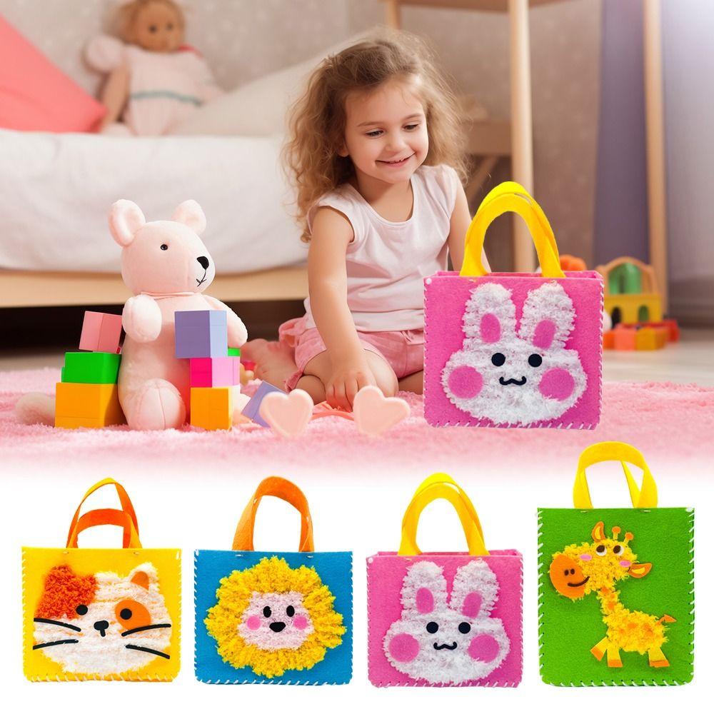 Creative Animals DIY Felt Animal Bag Soft Yarn Cartoon Handmade Bag Accessories Handbag Material Kits Beginner