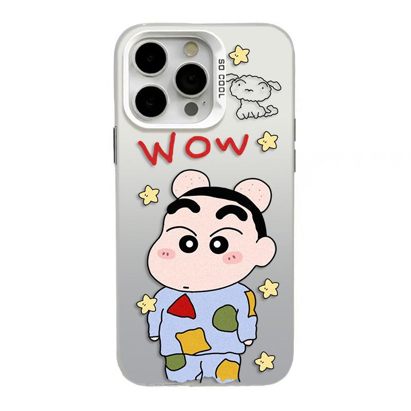Shin-chan iPhone 17 Case, Compatible with Apple 15 Pro Max, iPhone 14 Pro/13/16 Pro, Silver Color, Cross-Border Model