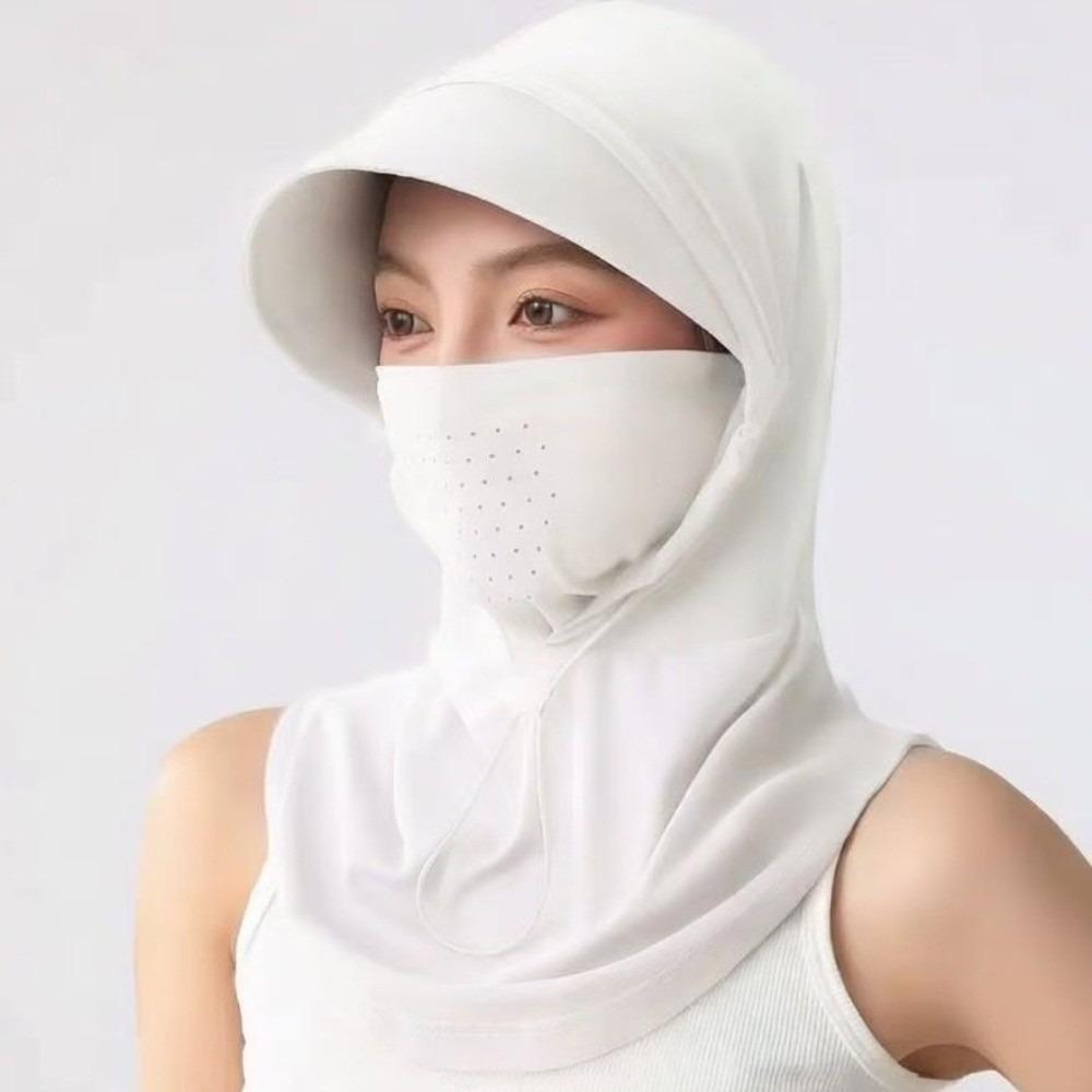 

Ice Silk Balaclava Hat Adjustable Sunscreen Full Face Cover Cycling Sun Protection Mask Male белый