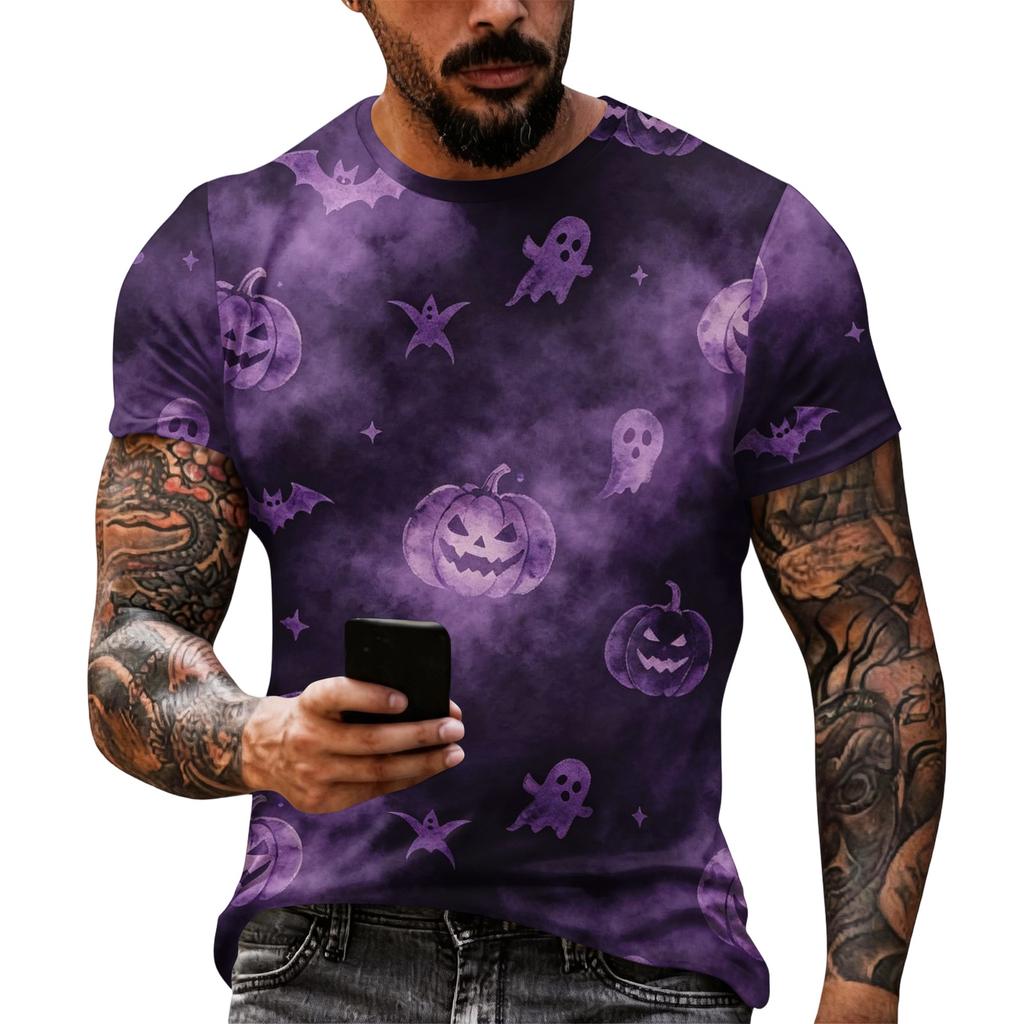Men's Halloween Printed Short Sleeve T Shirt Loose Fit Casual Summer Daily Wear Top Comfortable Breathable Fabric Unique Graphic Design