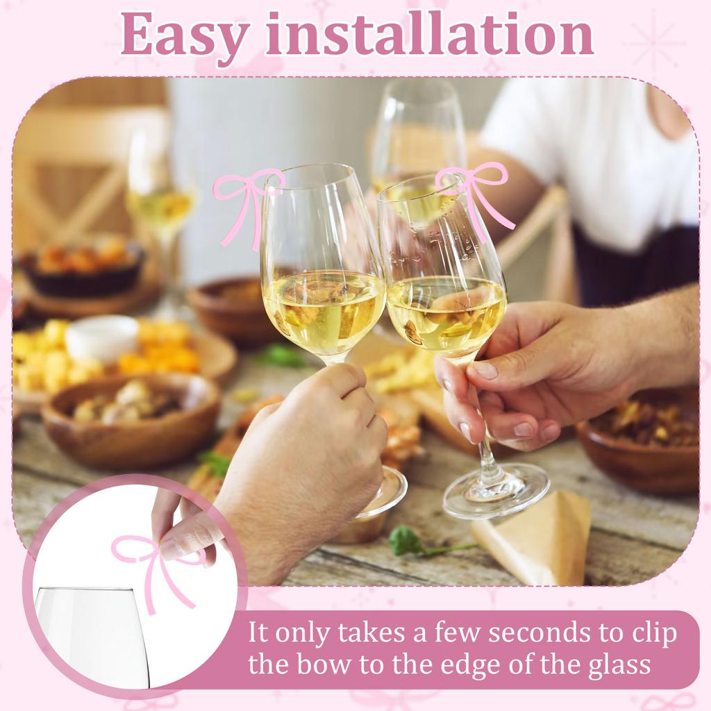 72Pcs Bows Drink Tags Bow Drink Tag Charm Engagement Party Goblet Glass Accessories Anniversary Decoration Birthday Party Gifts
