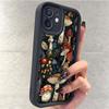 Black Grooved Floral Mushroom iPhone Case for 15/16/17 Pro Max