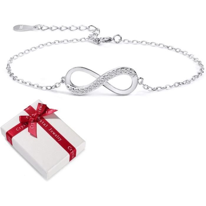 Bracelet pour femme bijoux en argent sterling zircone cubique 925 pour femmes, infinity infinity symbol infinity love bracele[A2]