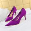 Fashion Spring Autumn Fashion Women Satin Grace Concise Stilettos Party Vintage Solid Color Dress Shoes Soft Female Footwear 18249-A2