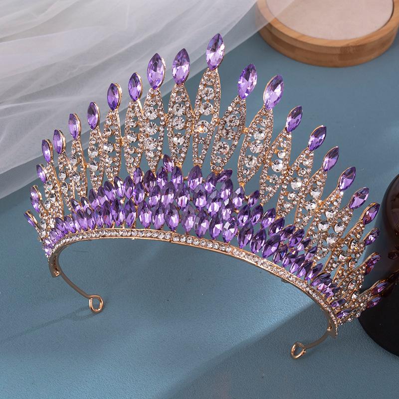 

European and American Luxury Bride with Rhinestone Pageant Headband Headgear Performance Wedding Dress Alloy Crown 2026 15*9CM