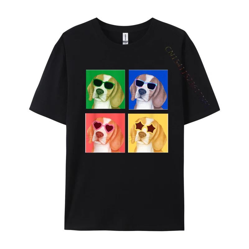 Cute Beagle Dog Colorful Retro TShirt New Coming Custom T Shirts Cotton Tees For Men 3D Printed Tight