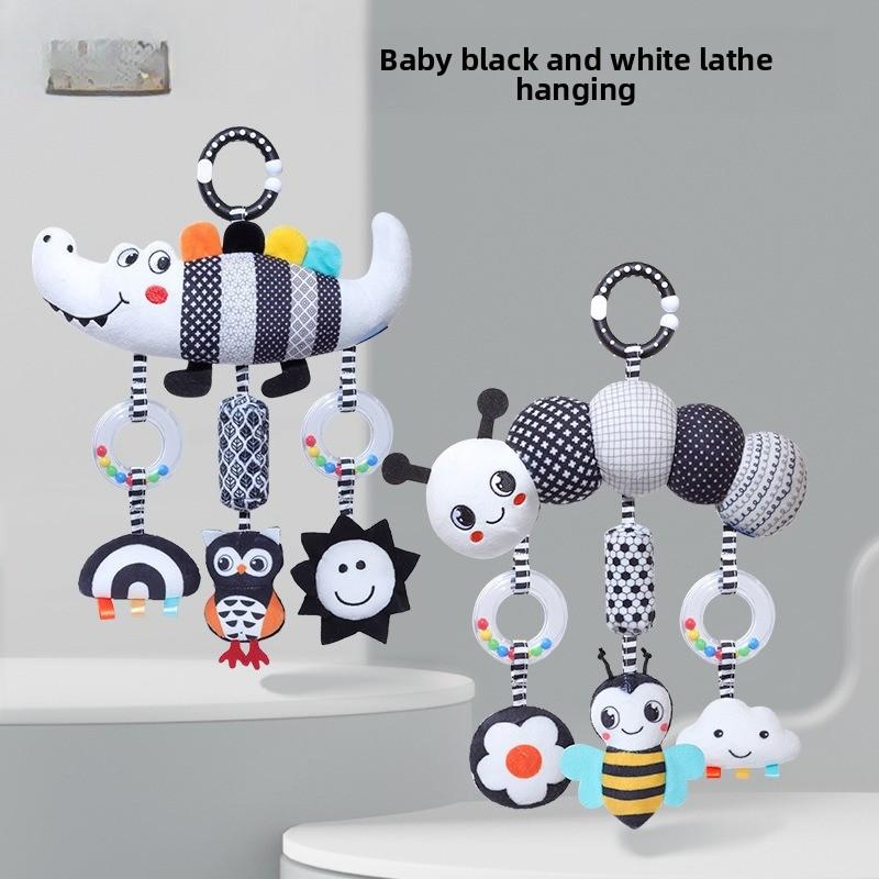 0-3 Years Old Baby Carriage Hanging Black and White Animal Wind Chimes Baby Carriage Hanging Plush Toys