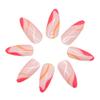 Pink & Rose Red Wave Printed Almond False Manicure Ultra-flexible Long Lasting Fake Nails for Women and Girl Nail Salon