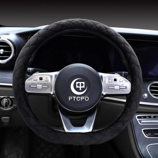 Soft Car Steering Wheel Cover for , SUV, Black D Shape(Flat Bottom[14 1/2-15])