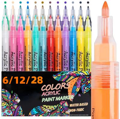 6/12/28 Farben 0,7 mm Acrylfarben-Markierungsstift Detaillierte Markierungsfarbstifte für Leinwand Geeignet für Heimwerker