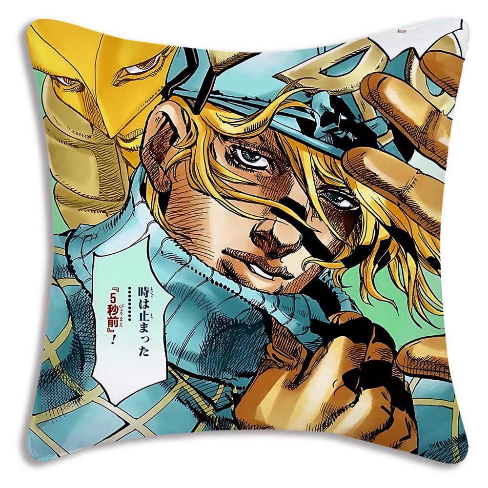 Cute JoJos Bizarre A-Adventure Pillow Covers Cartoon Sofa Decorative Home Double-sided Printing Short Plush Cute Cushion Cover