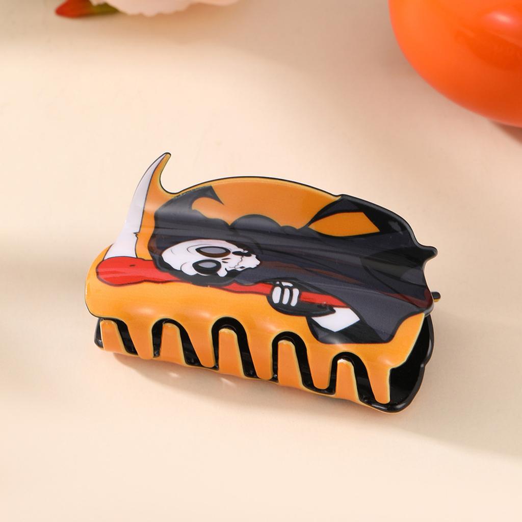 Creative Halloween Hair Clip Half Up Hair Claw Clip Skull Reaper Pattern Hair Accessory Fun Design for Daily Use and Costume