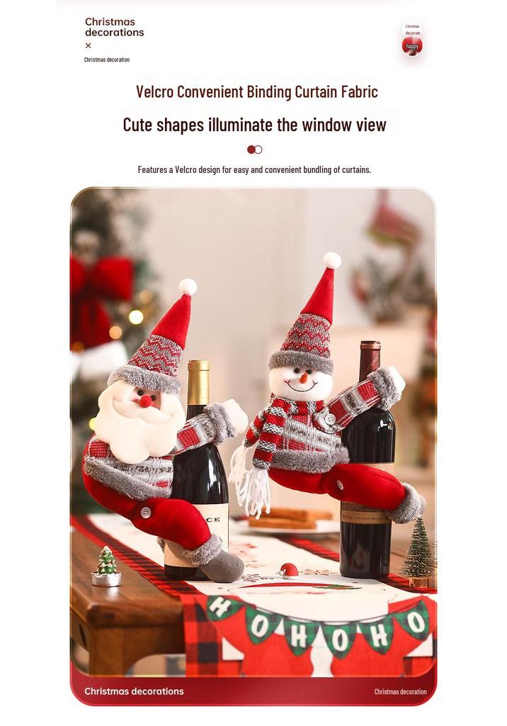 Christmas Curtain Tie-Back Cartoon Doll Decoration for Windows
