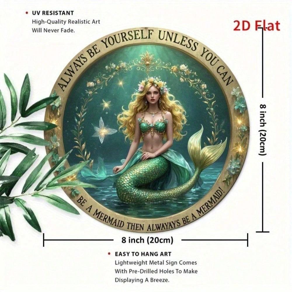 Vintage Metal Tin Sign Mermaid Quote 8x8 Inch Wall Art Decor For Home Bar