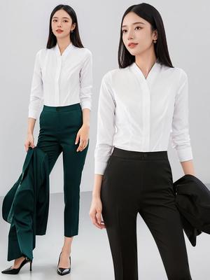 Damen High-End Langarm Herbst Weißes Hemd: Elegantes Schlankheitsoberteil für professionelle und legere Kleidung