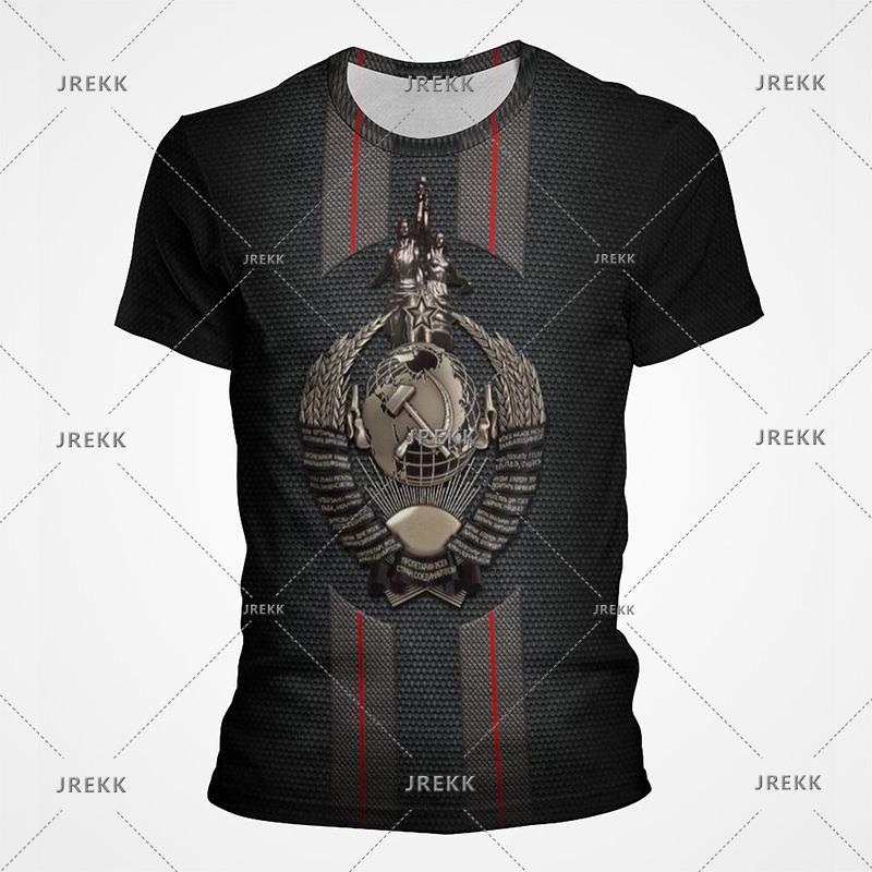 Russian Flag Logo Graphic T Shirts CCCP Banner 3D Printed T Shirt For Men Military Oversized T-Shirt Streetwear Casual Tee Tops