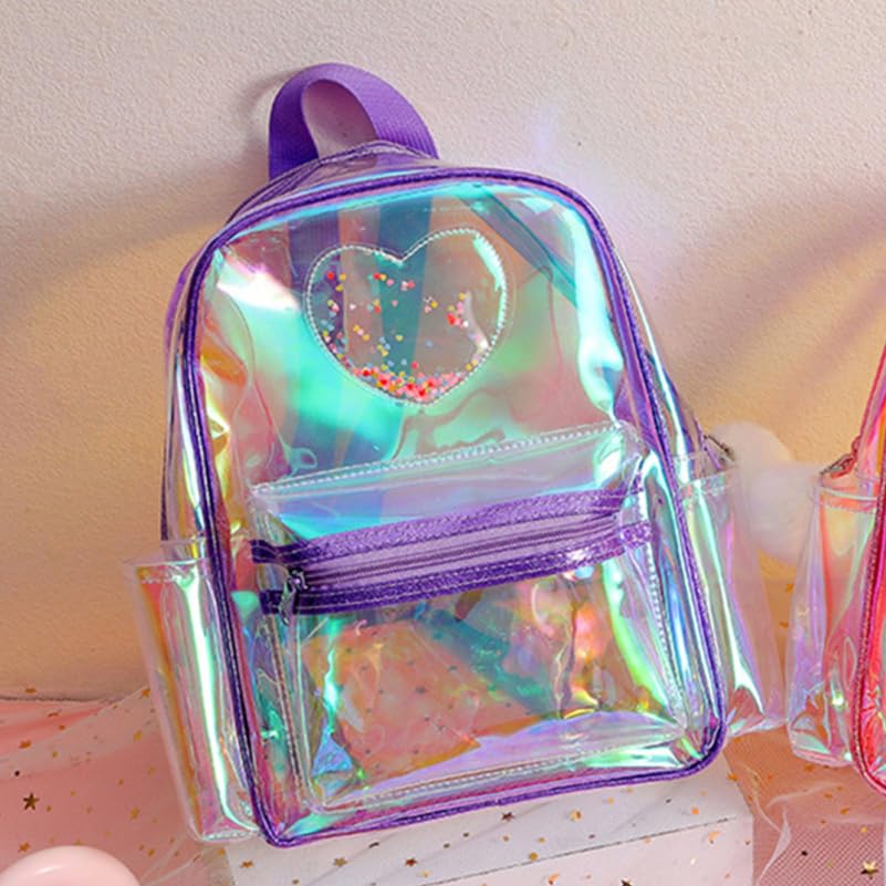 CALLARON Clear Heart PVC Transparent Backpack for x x Lightweight and Perfect for Field and Concerts Kids' Backpack, Pattern, Material, Girls, 4"