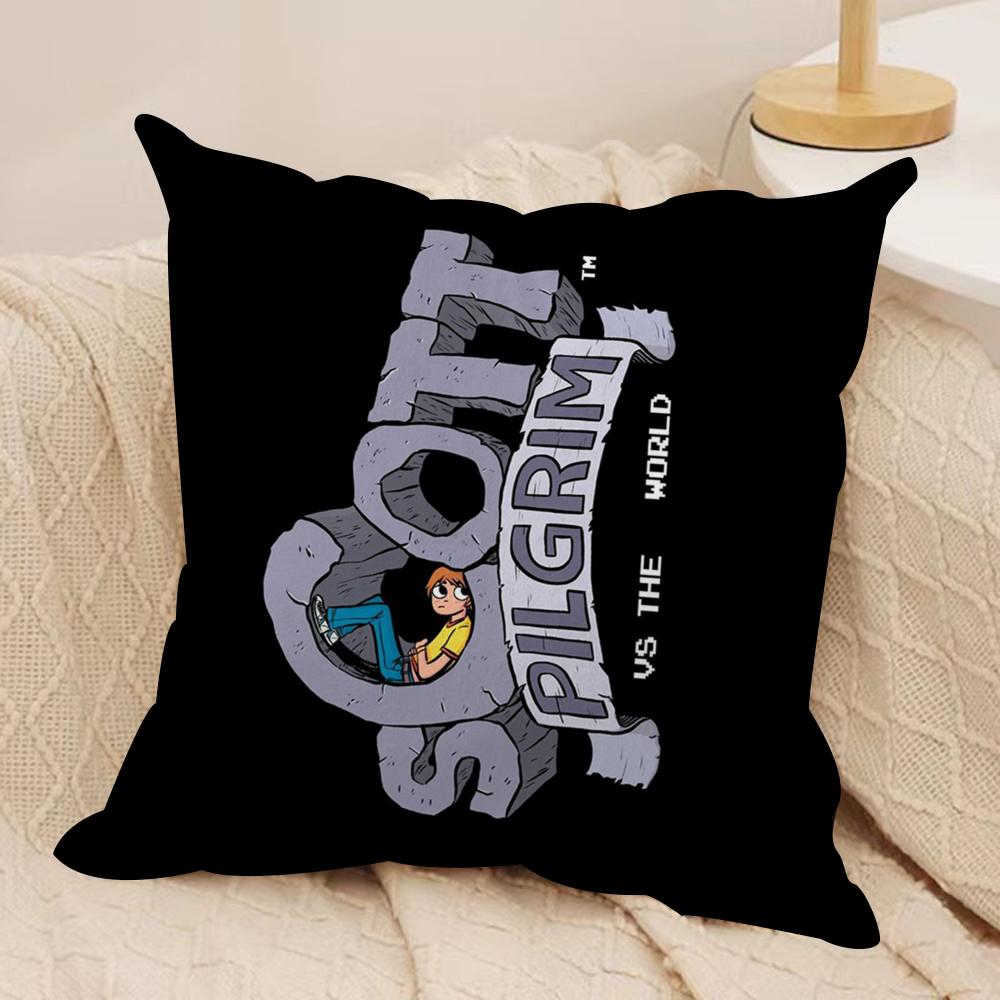 Cartoon SScott PPilgrim Cushion Cover Soft Plush Fabric DoubleSided Printed Sofa Cushion Cover for All Seasons Home DecorGift