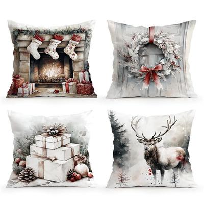Home Decor Christmas-themed Decorative Cushion Covers Pattern Cushion Cover Suitable for Sofa Bedroom Car Pillow Cover