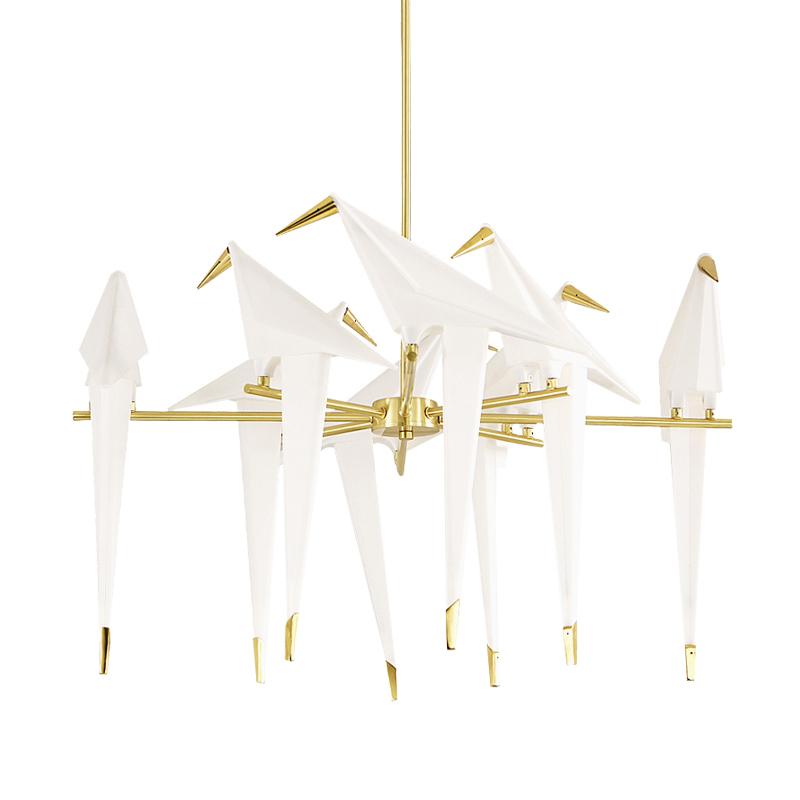 Nordic Pendant Light Gold Bird Cage Living Room Bedroom Origami Bird Light Kitchen Hanging Lamp Dining Room Paper House Lights