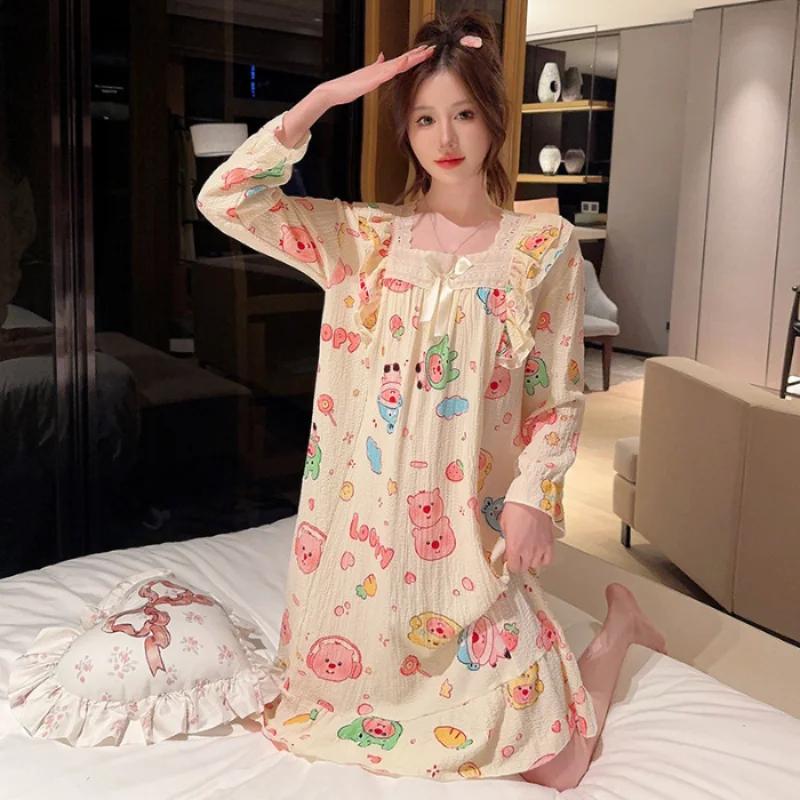 Nightgown Spring Casual and Comfortable Nightgown Ruby Home Clothes Home Clothes Cute Ruby Casual Large Size Nightgown