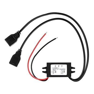 המרת הרחבת יציאת USB מתאם מתח USB לרכב מודול כפול רגולטור באק ממיר לרכב שחור