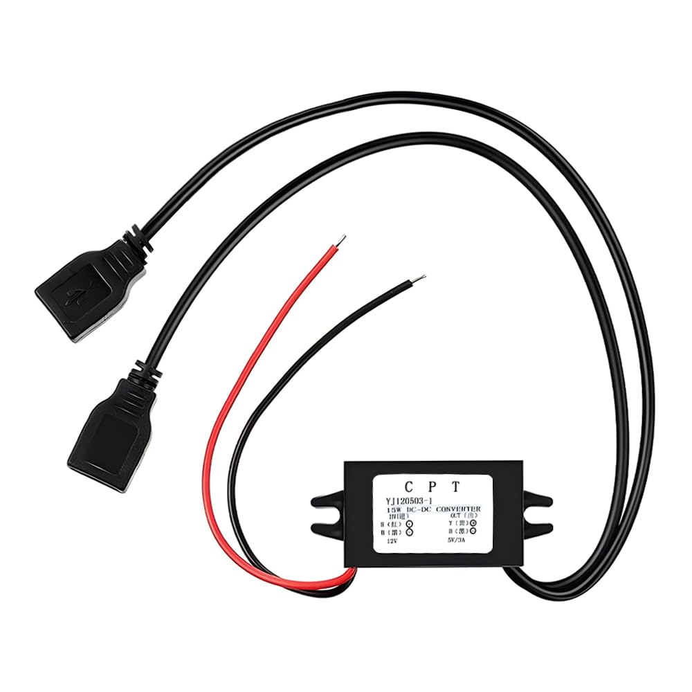 Konverter USB-portutvidelse Bil USB-strømadapter Dobbel modul Buck-regulator Bilomformer Svart