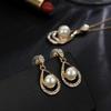 Three-piece set, including a luxurious and elegant minimalist waterdrop design necklace and matching earrings, perfect as a wedding jewelry gift