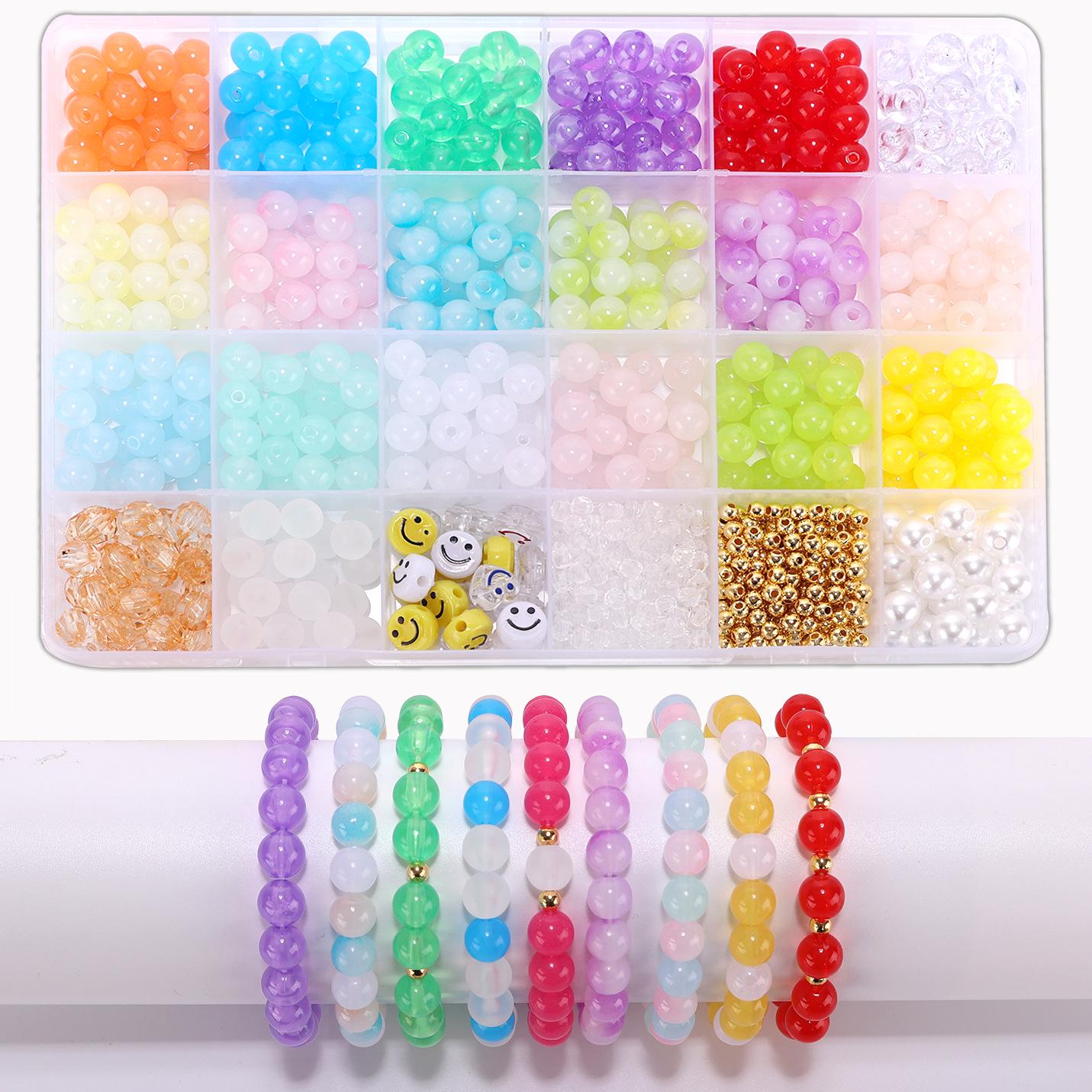 

Glass Imitation Jade Round Bead DIY Bracelet Kit 50 Beads