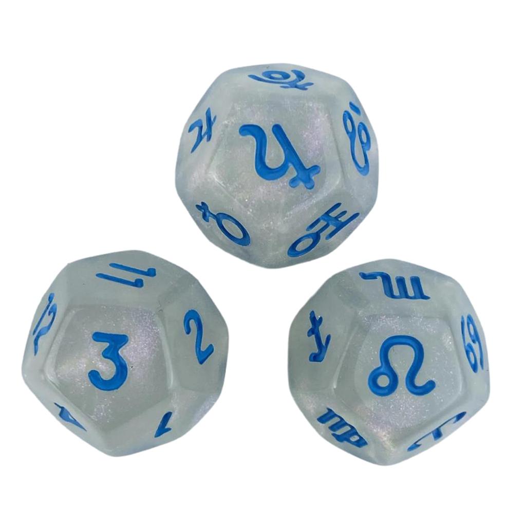 3Pcs Acrylic Astrology Dice Signs Planets Numbers 12-Sided Dice Divination Tool Tarot Constellation Dice Easy To Use