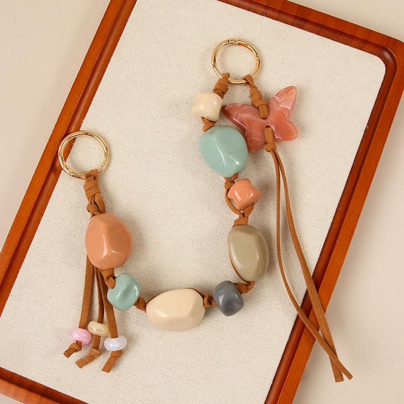 Colorful Resin Handbag Double Buckle Bead Hanging Tassel Amber Wristlet Purse Bag Belt Diy Bag Parts Accessories