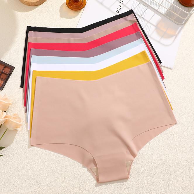 FINETOO Majtki bezszwowe Ice Silk dla kobiet z wysokim stanem i wzorem V Bielizna w jednolitym kolorze Miękka wygoda