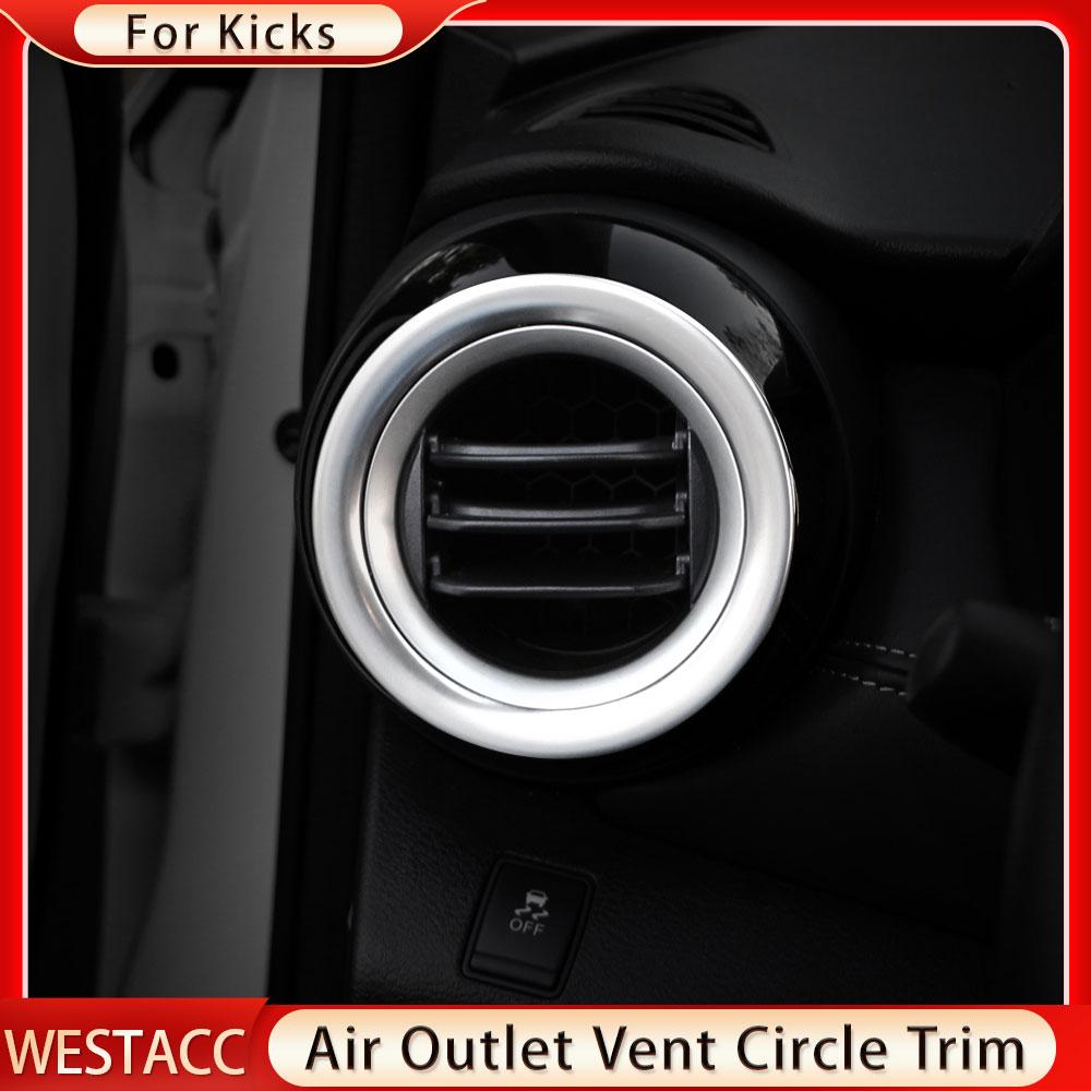 2Pcs Stainless Steel Car Front Side Air Conditioning Vent Outlet Cover Trim Sticker for Nissan Kicks 2017 - 
